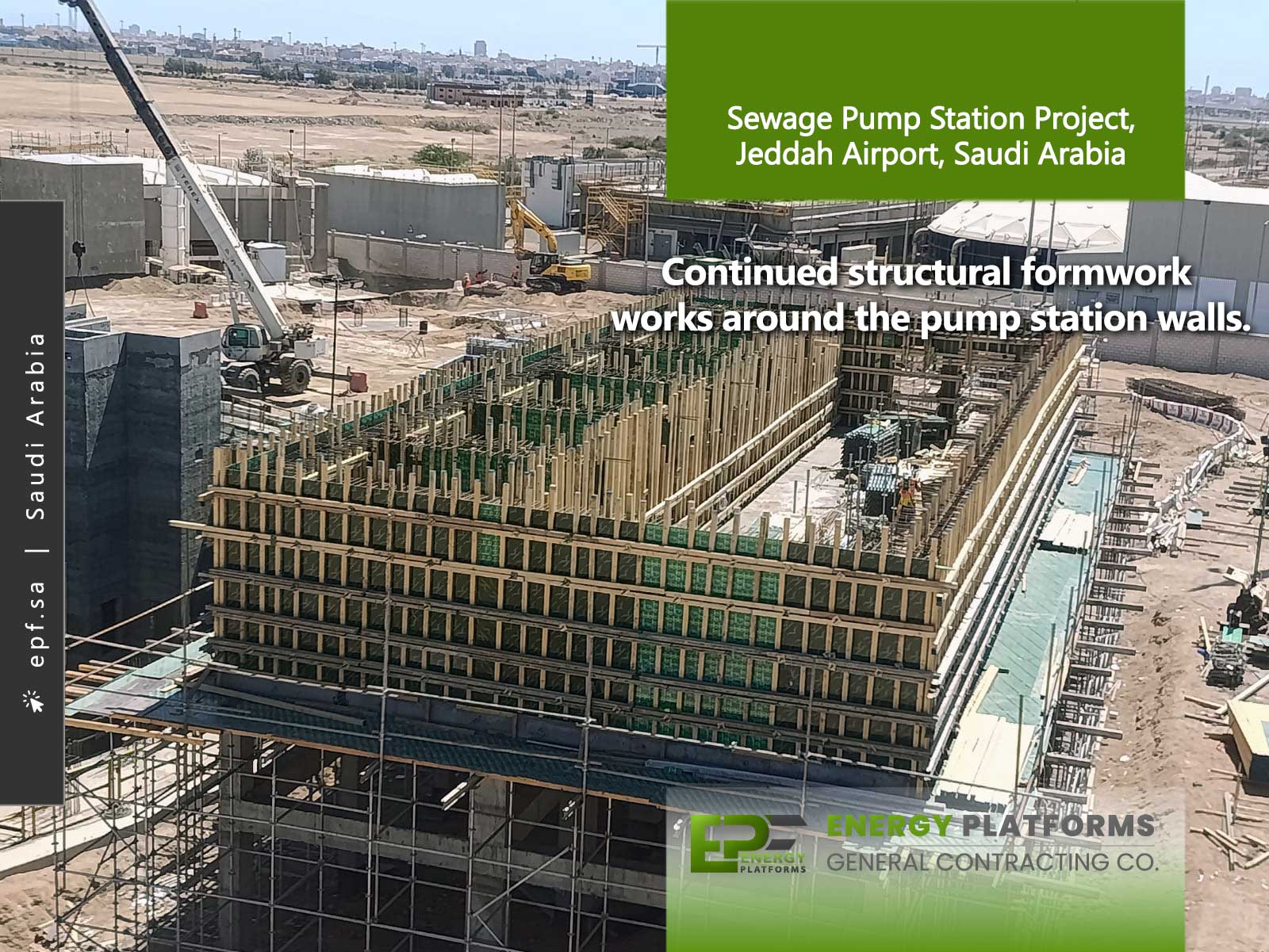 Continued structural formwork works around the sewage pump station walls